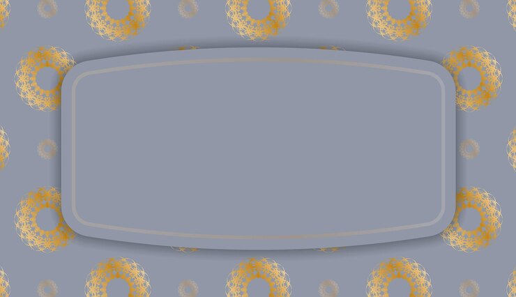 Vector gray color banner with greek gold pattern for design under logo or text