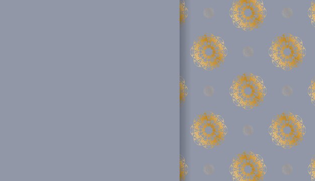 Gray color banner with greek gold pattern for design under your text