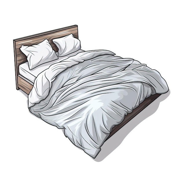 Gray color Bed handdrawn vector white background isolate