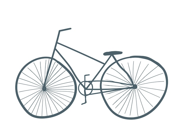 Gray color bike isolated transport hand drawn cartoon style vector illustration