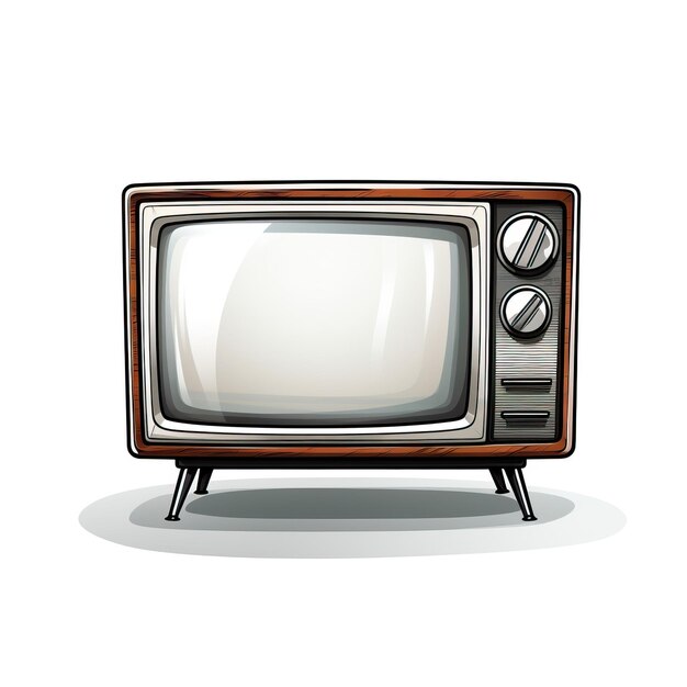 Gray color Television handdrawn vector white background