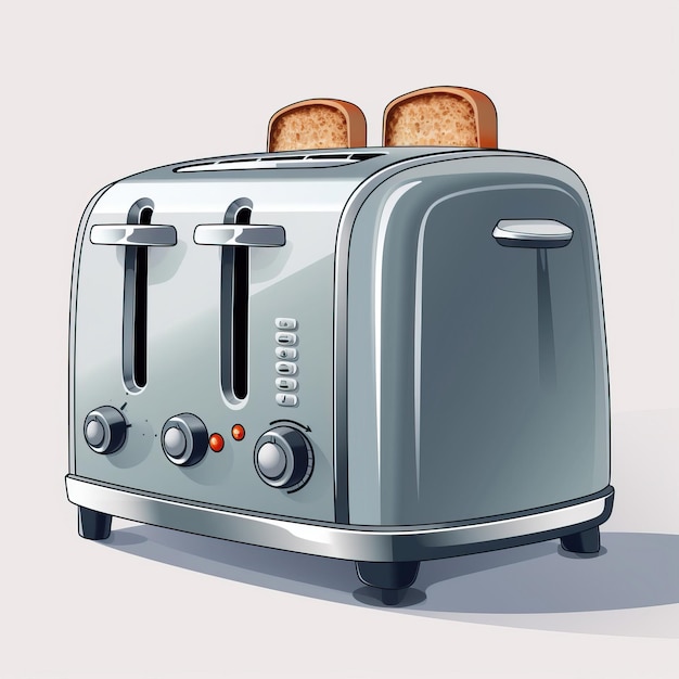 Gray color toaster flat vector white background isolated