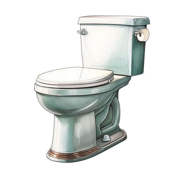 Gray color Toilet watercolor vector white background isol