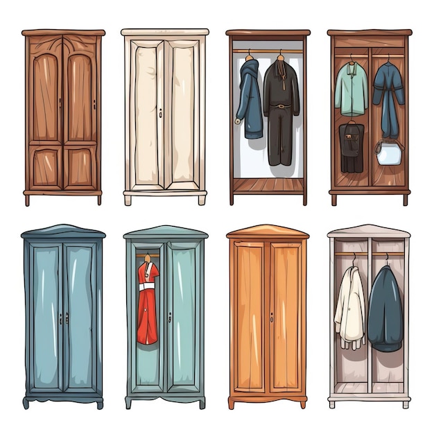 Vector gray color wardrobe cartoon vector white background isola