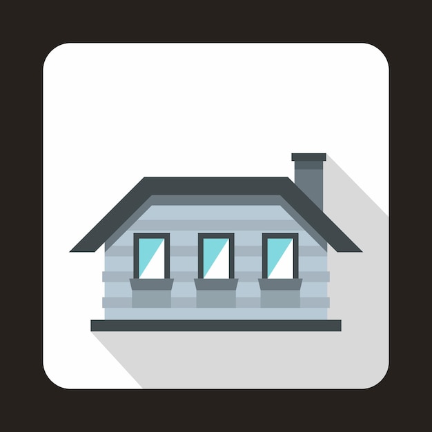Gray cottage icon in flat style on a white background