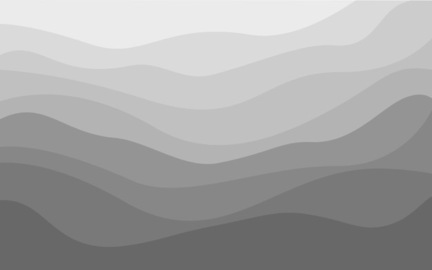 Vector gray curves of waves of the sea range from soft to dark vector background design style