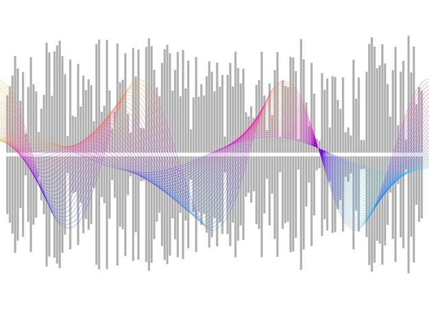 Gray equalizer isolated on white background Vector illustration Pulse music player Audio wave logo Vector design element Poster of the sound wave template visualization signal Illustration eps 10