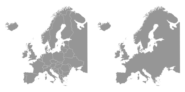 Mappa grigia dell'europa illustrazione vettoriale