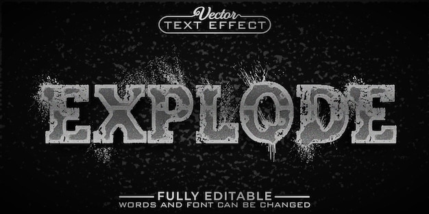 Vector gray explode editable text effect template