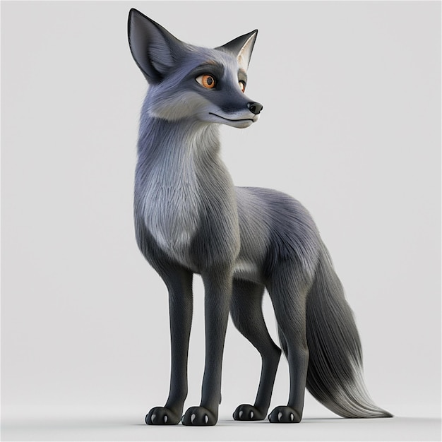 Gray Fox Standing Pose 3D-rendering