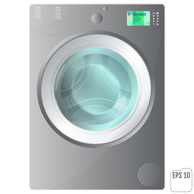 Gray front loading washing machine