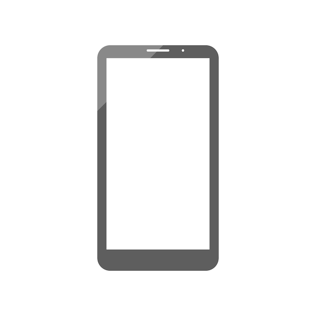 Smartphone grigio lucido con schermo bianco vuoto isolato su uno sfondo bianco illustrazione vettoriale