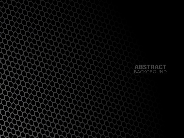серый градиент текстуры линии шестиугольника на черном фоне