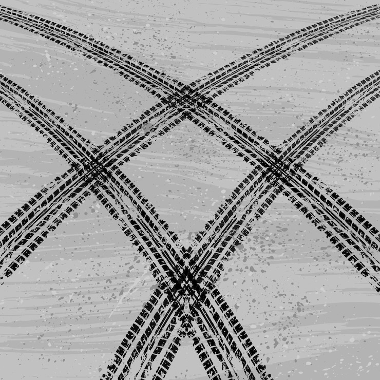 Vector gray grunge tire track background