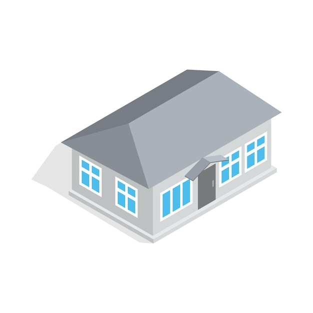 ベクトル 白い背景に分離された等角投影の 3d スタイルの灰色の家のアイコン建設記号