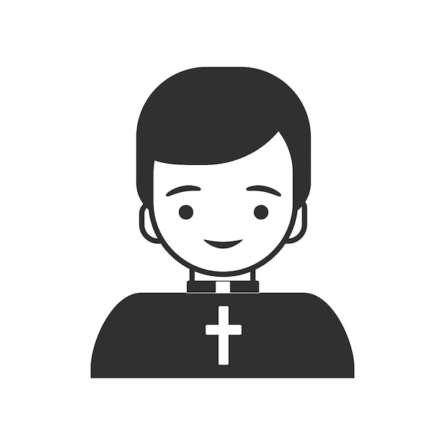 Gray icon of a catholic priest A pastor in a priest's garb