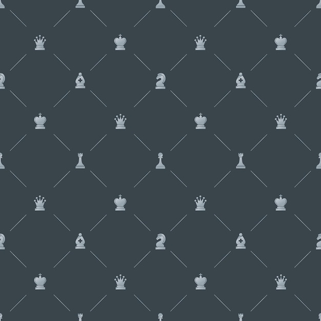 Gray luxury seamless pattern with chess symbols