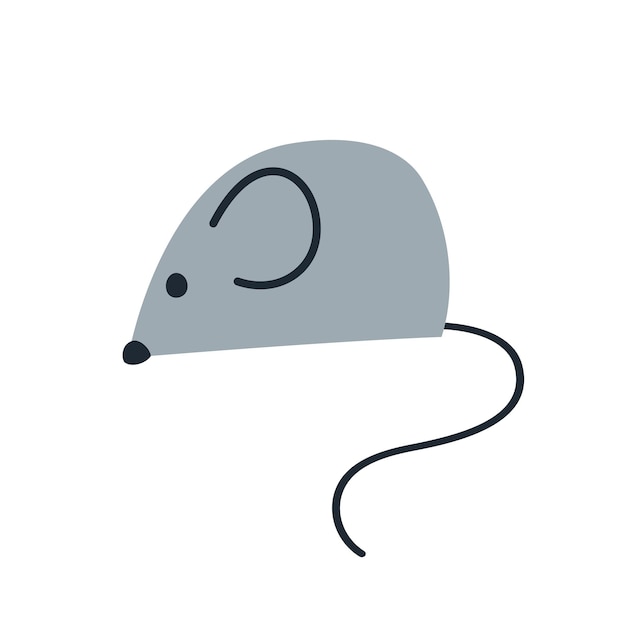 Gray mouse with a long tail Mouse icon Vector illustration isolated on white background