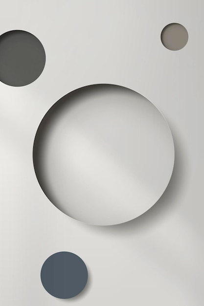 Vector gray paper notched out round with drop shadow pattern background vector