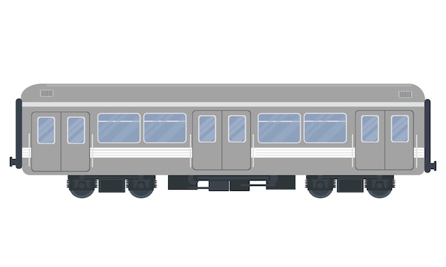 Illustrazione grigia di vettore del treno dell'autovettura su una priorità bassa bianca