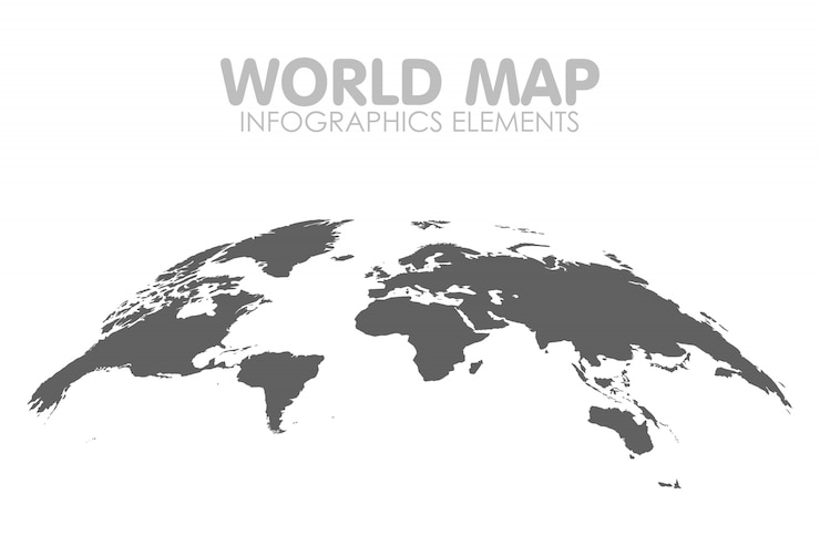 Gray Political World Map geïsoleerde illustratie