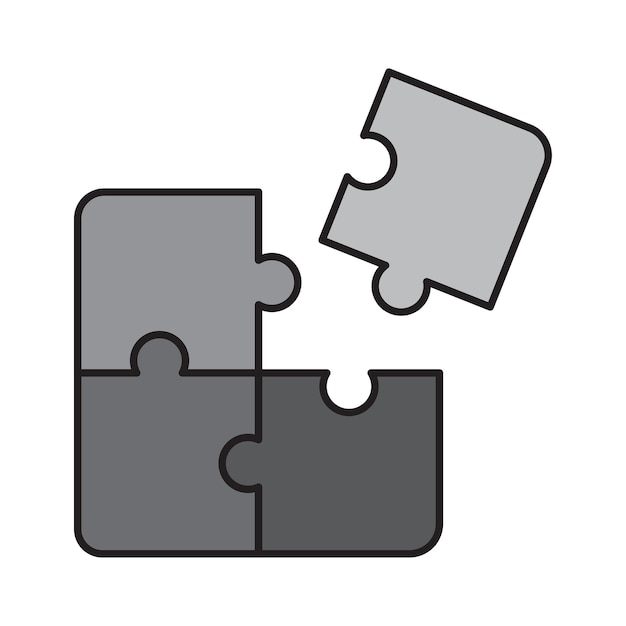 Gray puzzles. Team symbol. One puzzle is torn off. Vector illustration. EPS 10.