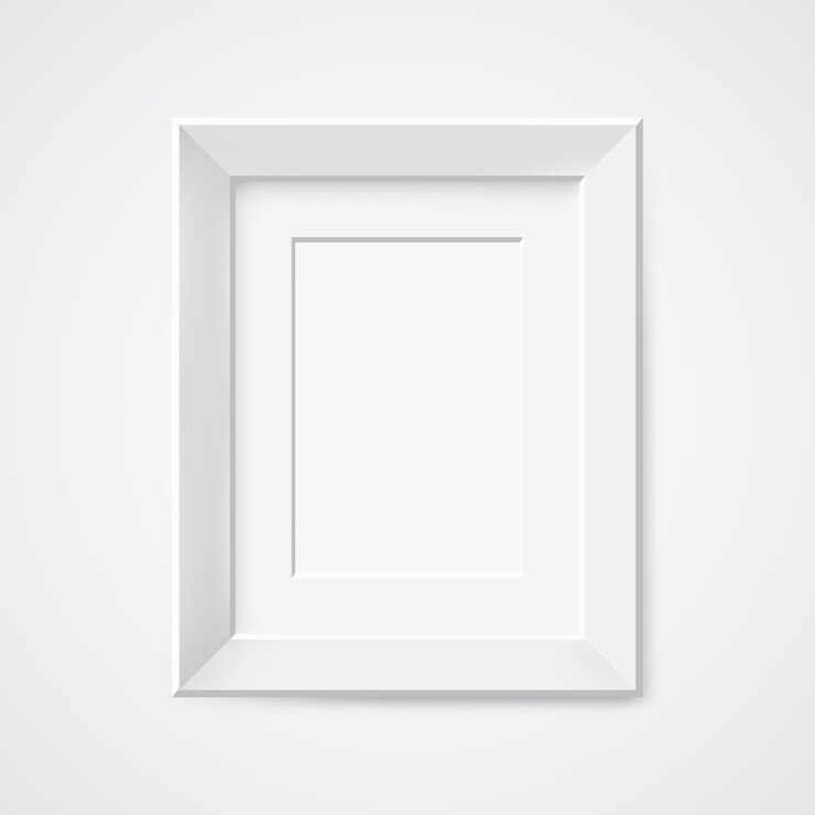 Vector gray rectangular photo frame with shadow