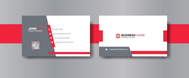 Gray and red details modern simple clean business card template design