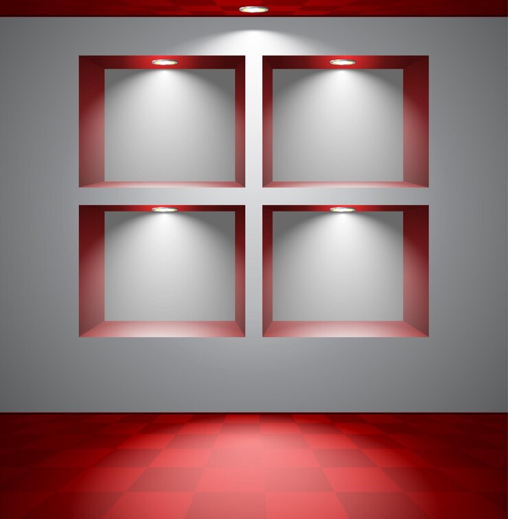 Vector gray room with niches