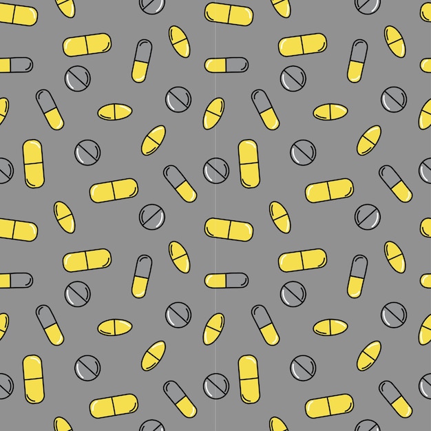 Gray seamless patterns of tablets pills pixels 1000x1000 vector graphic