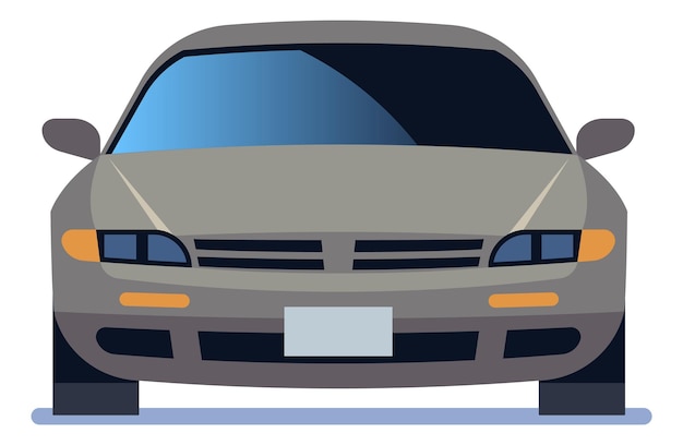 gray sedan icon road car front view