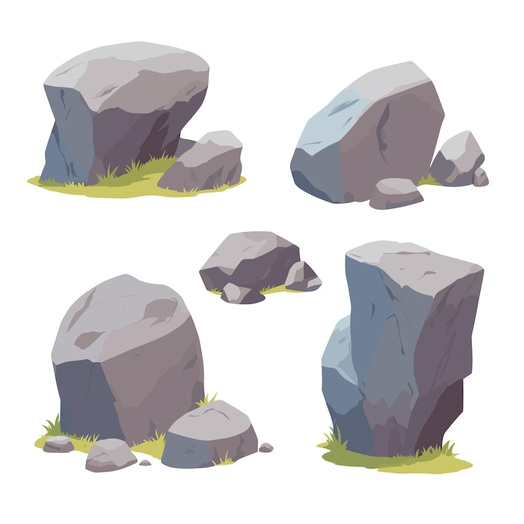 Vector gray stone cartoon collection