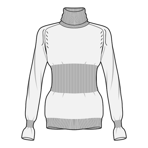 Vector a gray sweater with a white collar and a gray stripe on the front