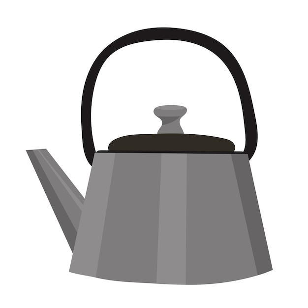 gray teapot in flat style on white background vector