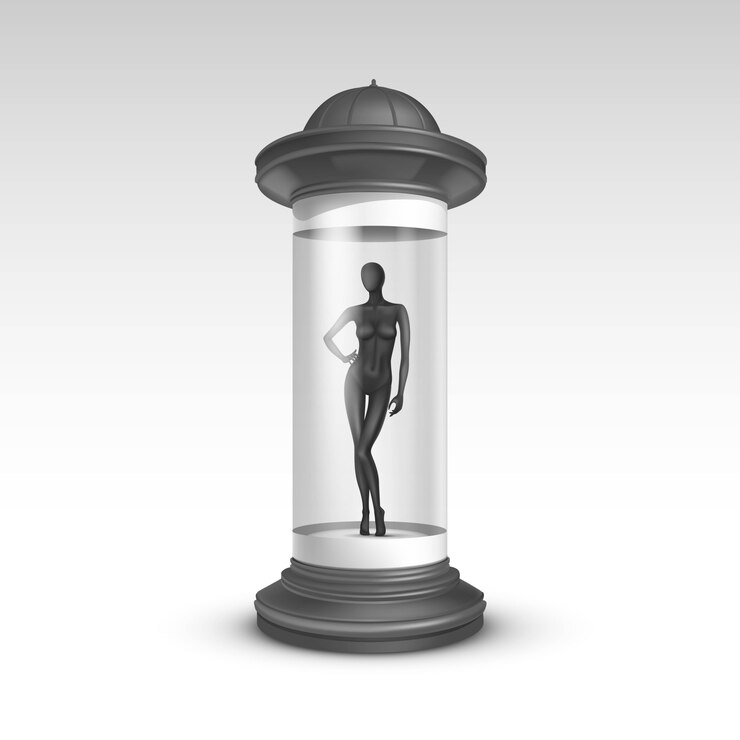 Vector gray transparent poster stand pillar for outdoor advertising