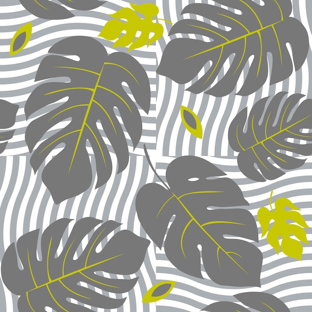 Vector gray tropical leaves