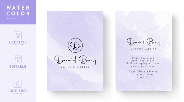 Gray watercolor abstract business card concept