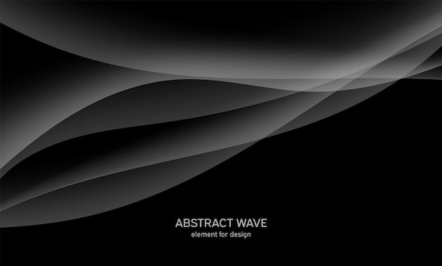 Vector gray waves on black background.