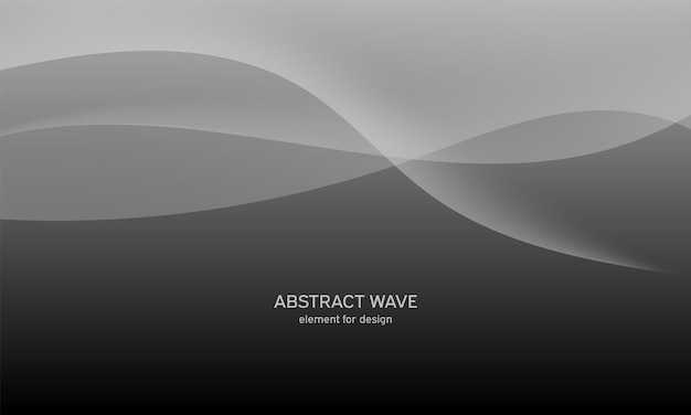 Vector gray waves on black background.