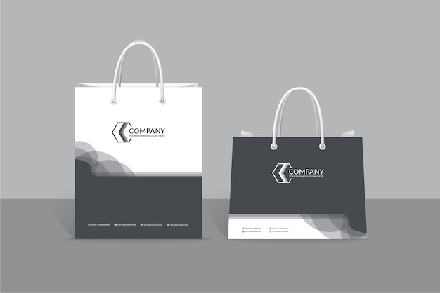 Gray waves shape shopping bag template