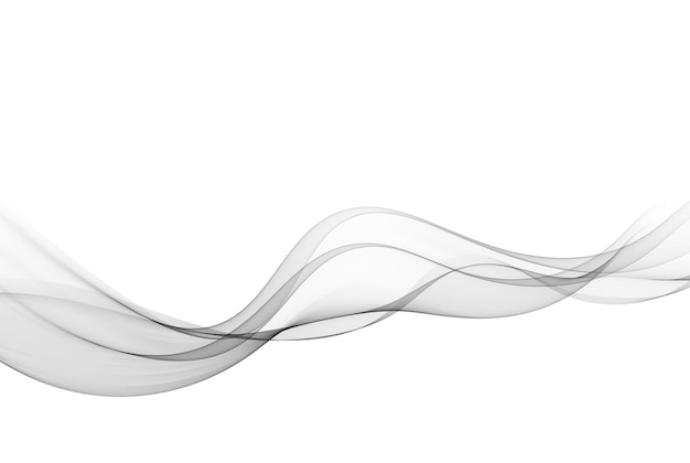 Gray wavy transparent wave flow on a white background Abstract wave background