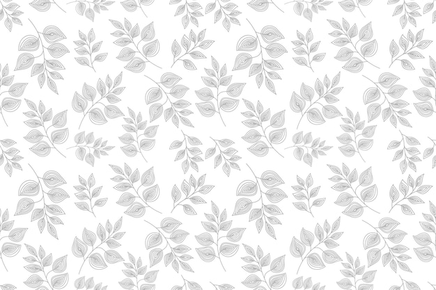 Gray on White Abstract leaves silhouette seamless pattern Hand drawn leaf silhouettes Vector grunge design for paper fabric