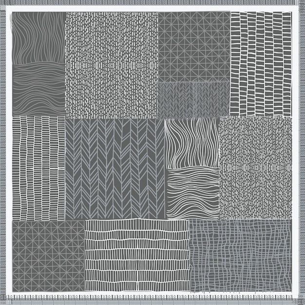 Gray white frame scarf design geometric pattern with ornament Premium Vector