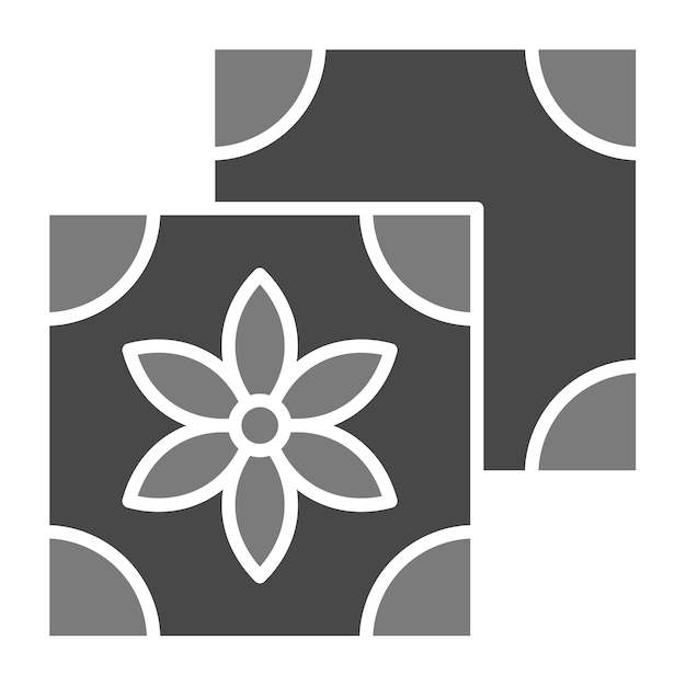 a gray and white pattern with a flower on it