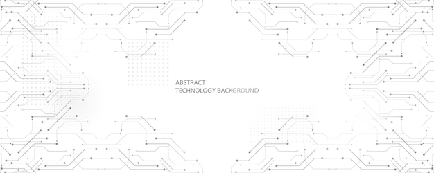 灰色の白い技術の背景、最先端の技術と科学のライン デザイン。