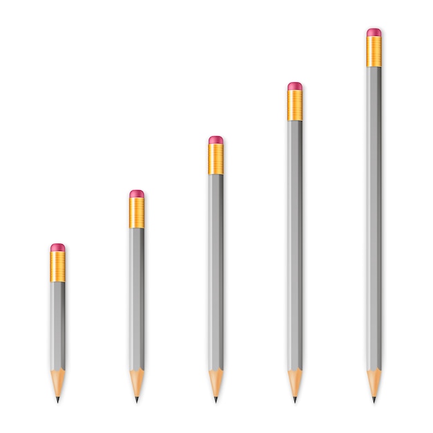 Vector gray wooden sharp pencils