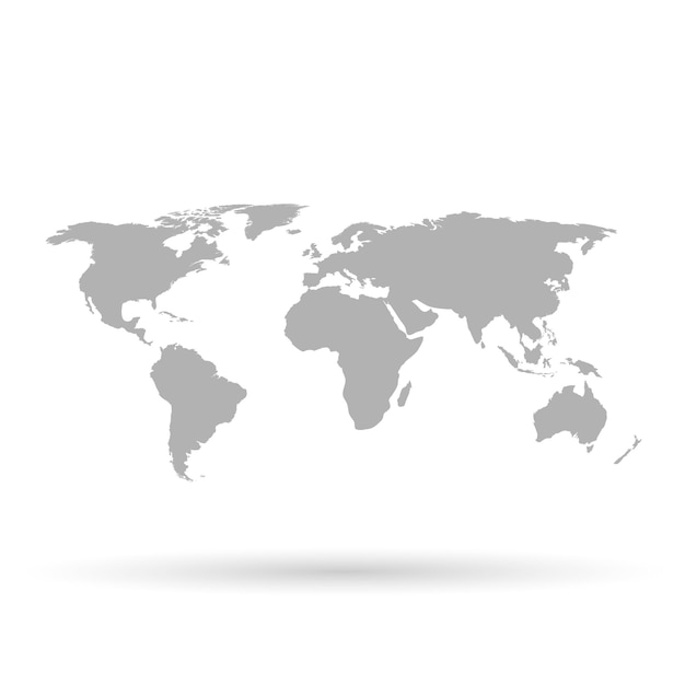 Gray world map on white background