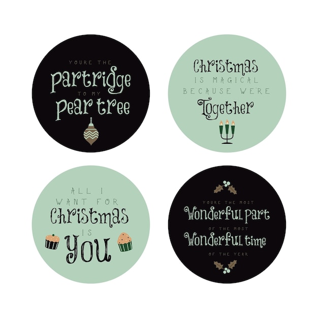 Vector grayish lime green merry christmas circle quotes and greetings