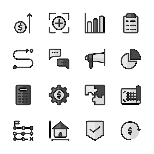 Grayscale Business Plan Icons