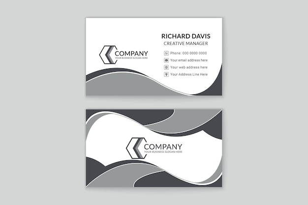 Grayscale design elements business card template